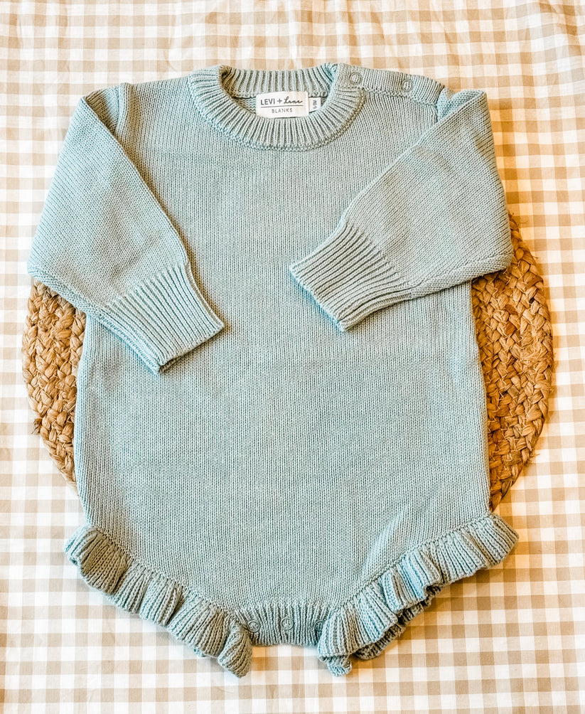 Long Sleeve Knit Ruffle Romper