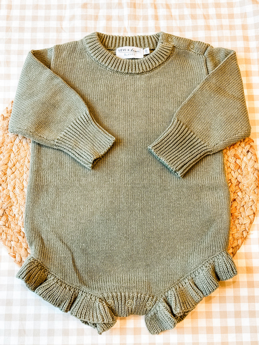 Long Sleeve Knit Ruffle Romper