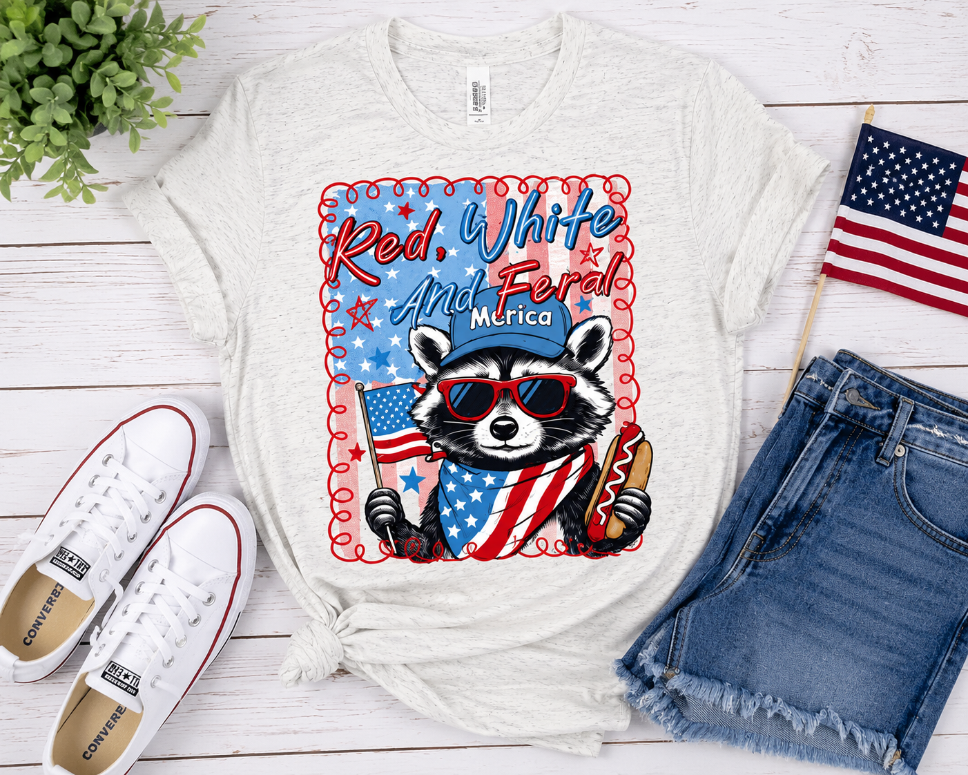 Red, White and Feral Graphic Tee