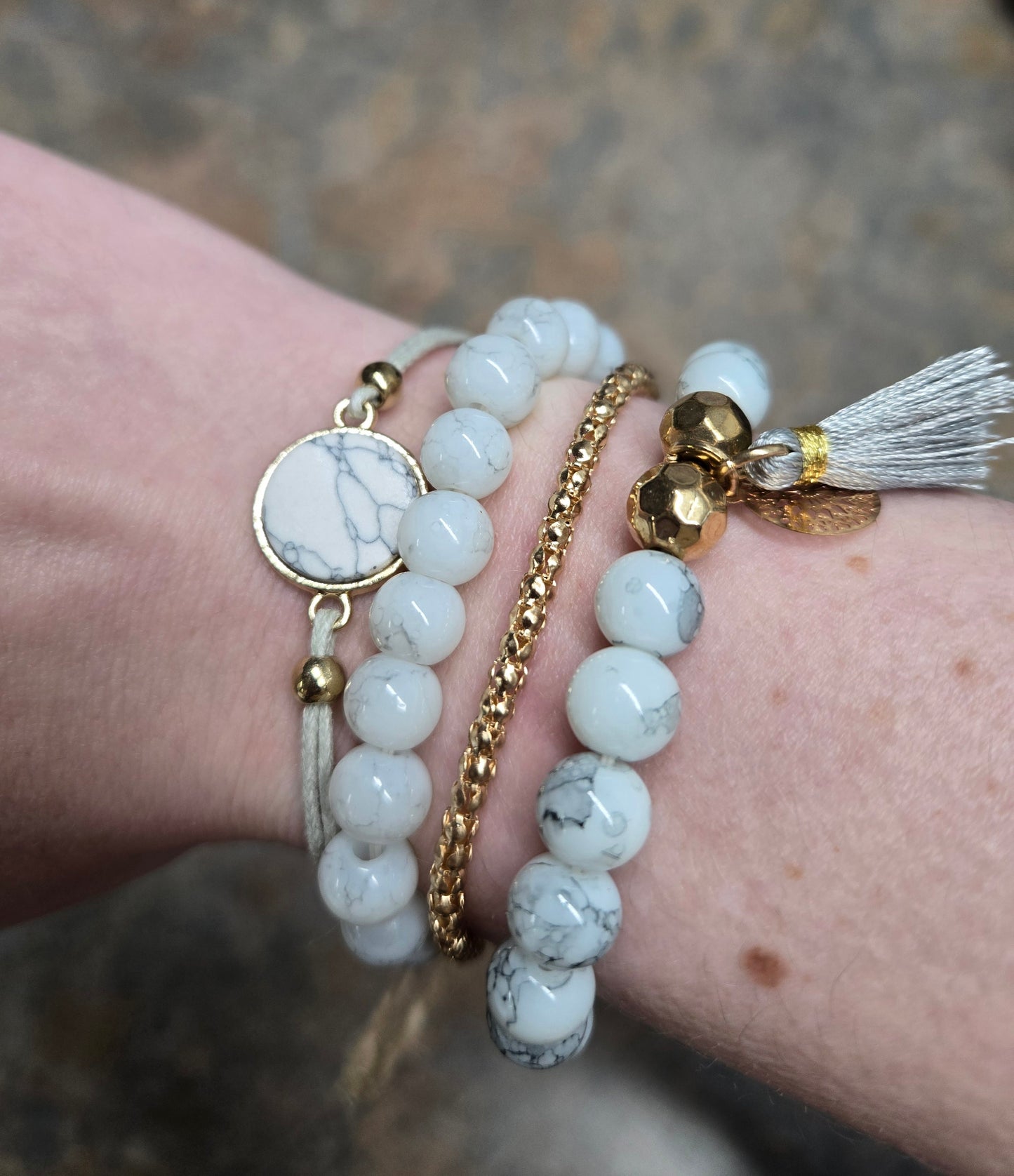 Gray Marble Bracelet Stack