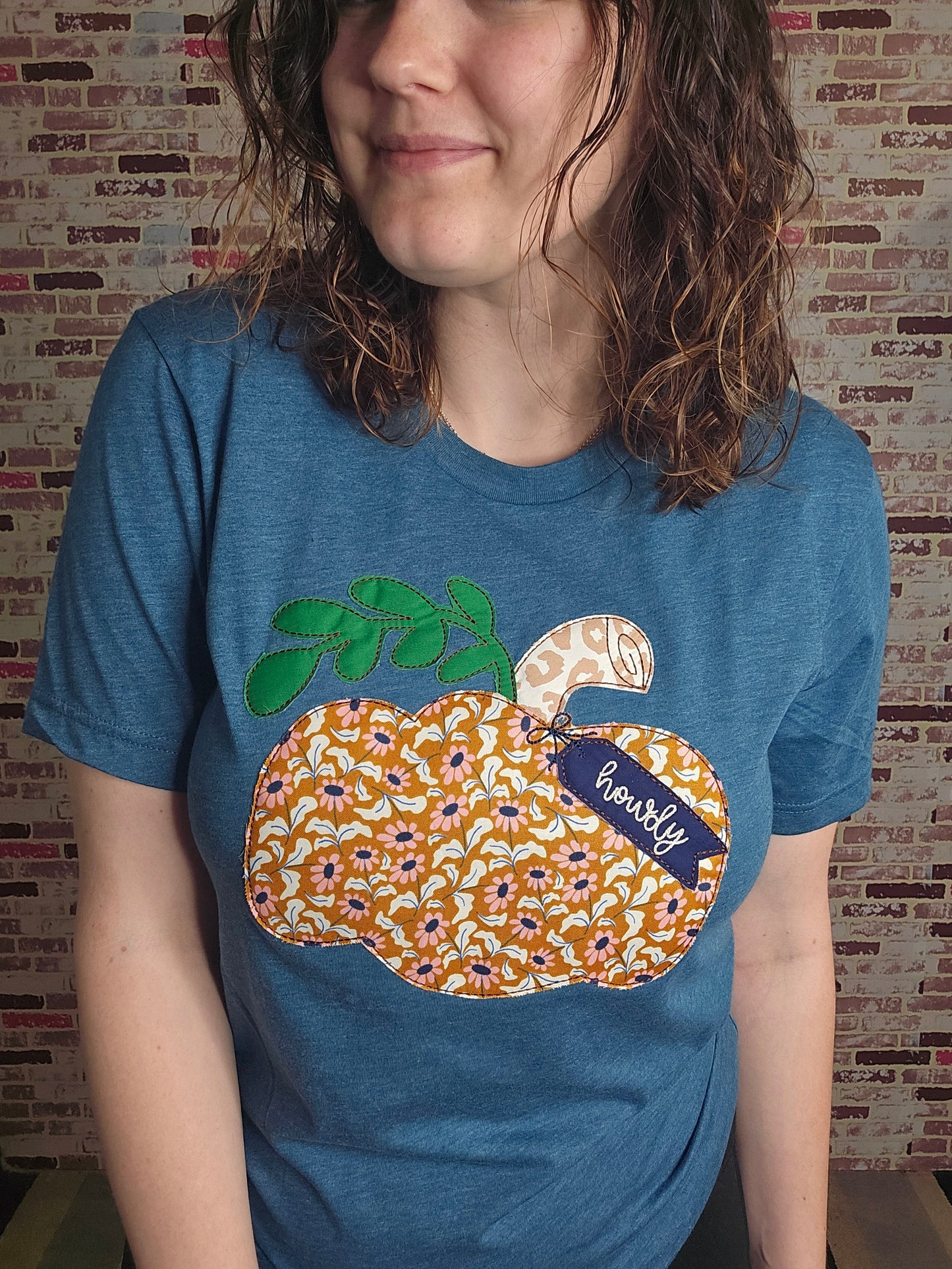 Teal floral howdy pumpkin tshirt