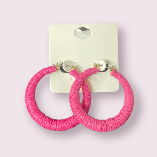 Raffia Wrapped Hoop Earring
