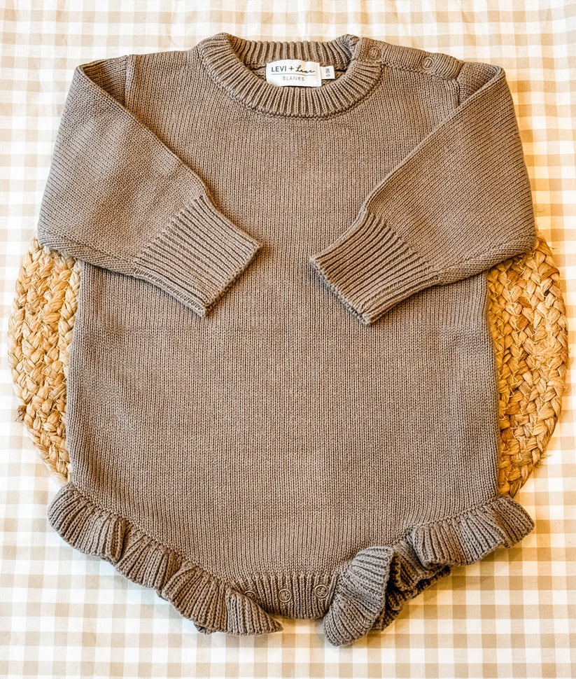 Long Sleeve Knit Ruffle Romper