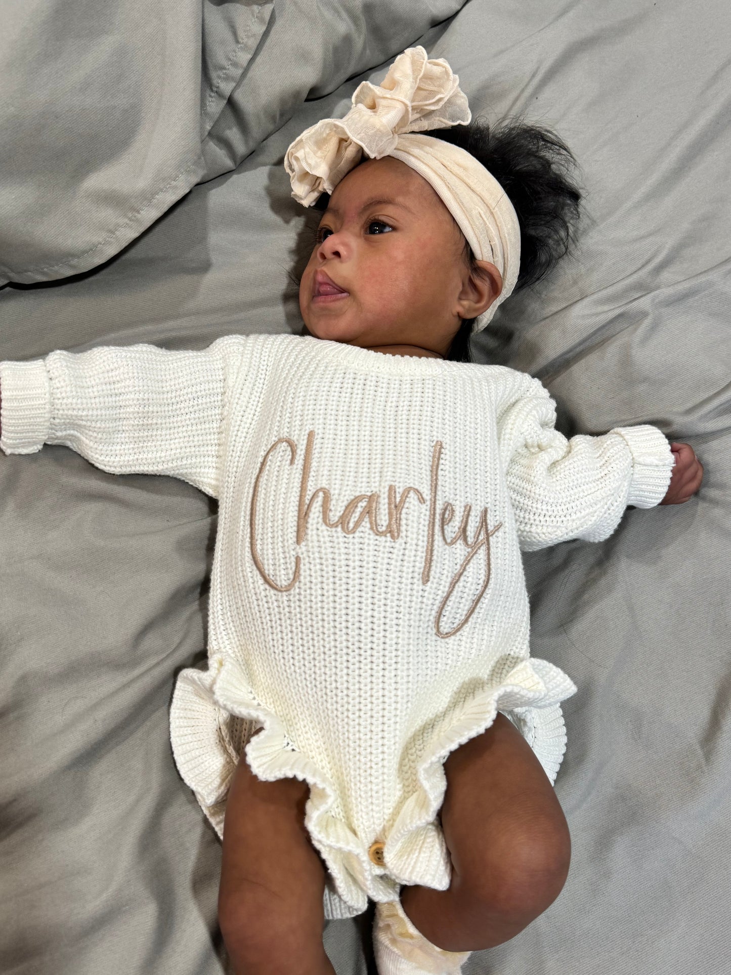 Long Sleeve Knit Ruffle Romper