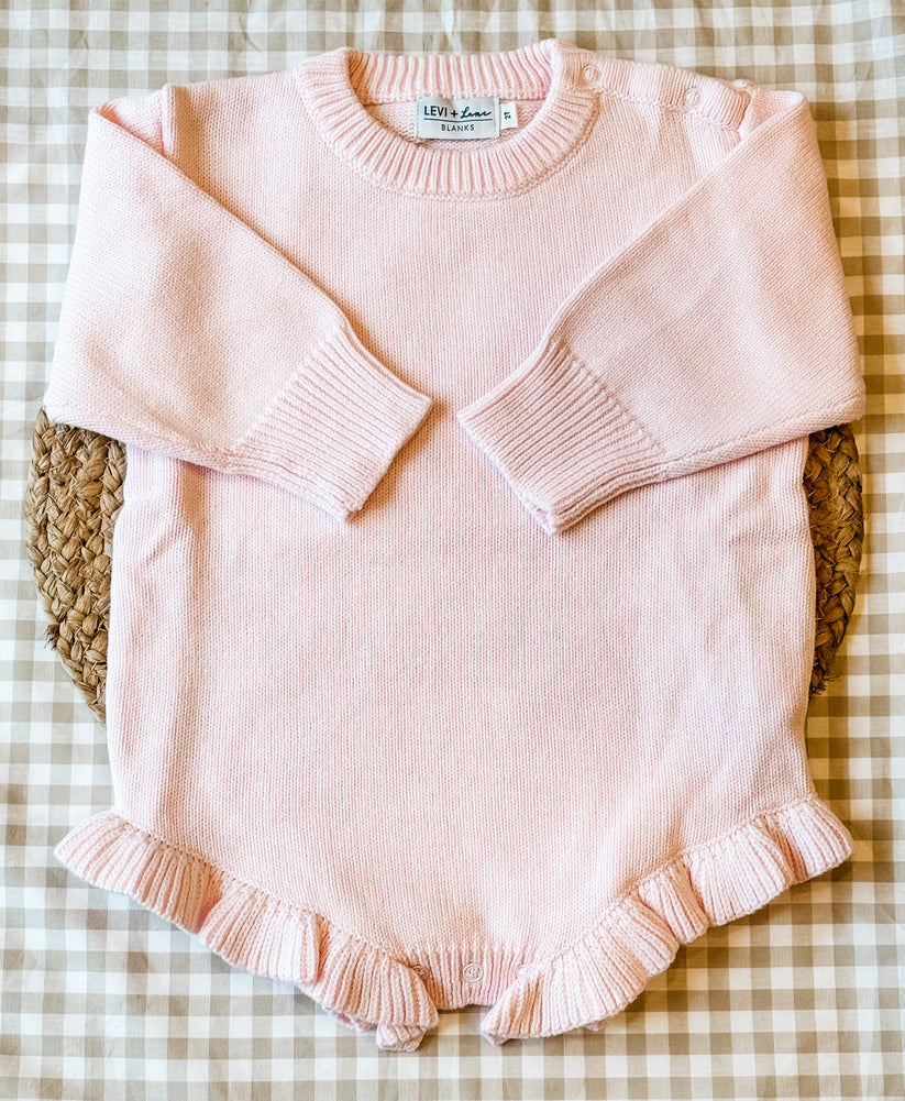 Long Sleeve Knit Ruffle Romper