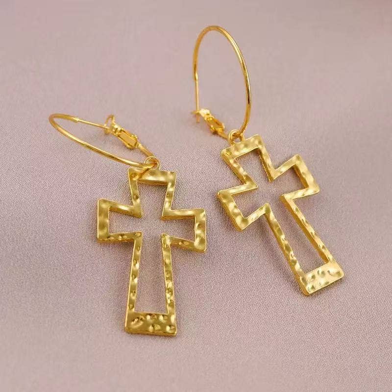Cross Hoop Earrings