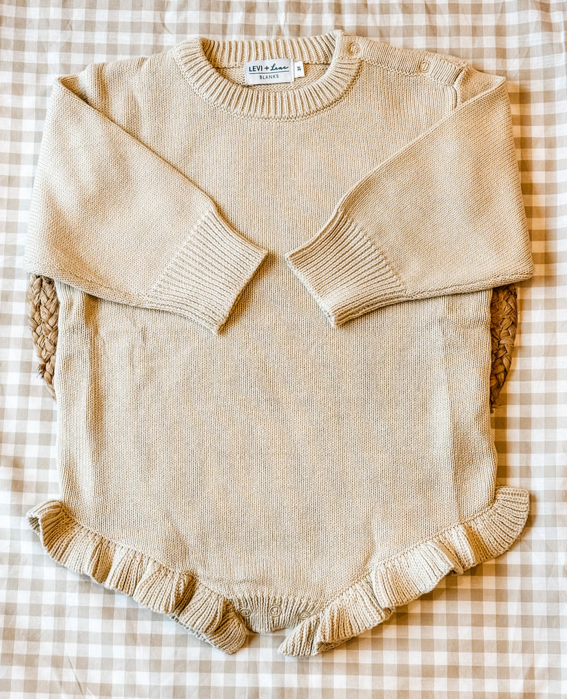 Long Sleeve Knit Ruffle Romper