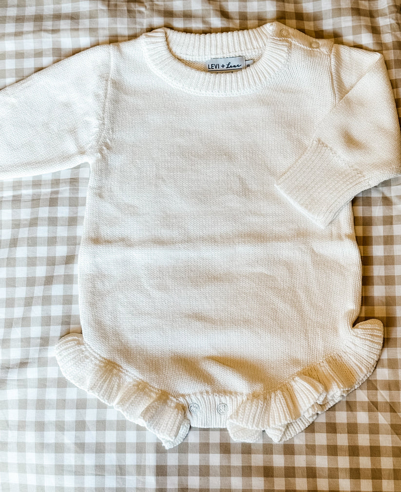 Long Sleeve Knit Ruffle Romper