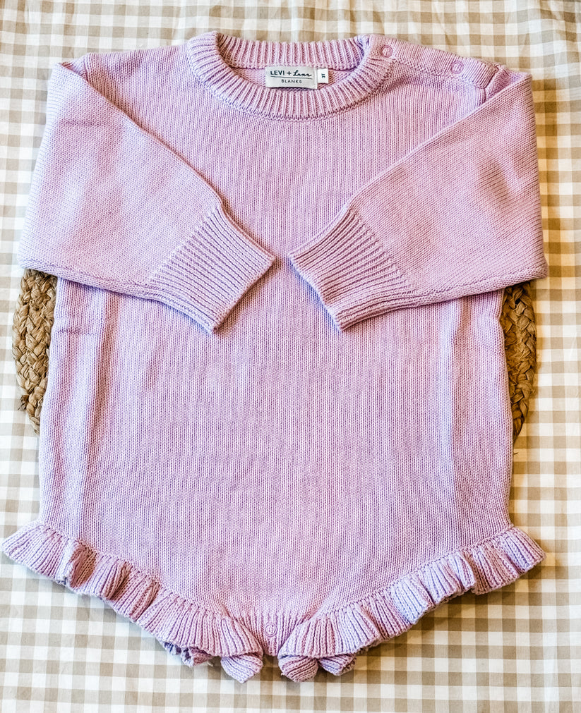 Long Sleeve Knit Ruffle Romper