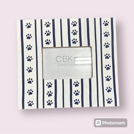 Striped paw Print Picture Frame
