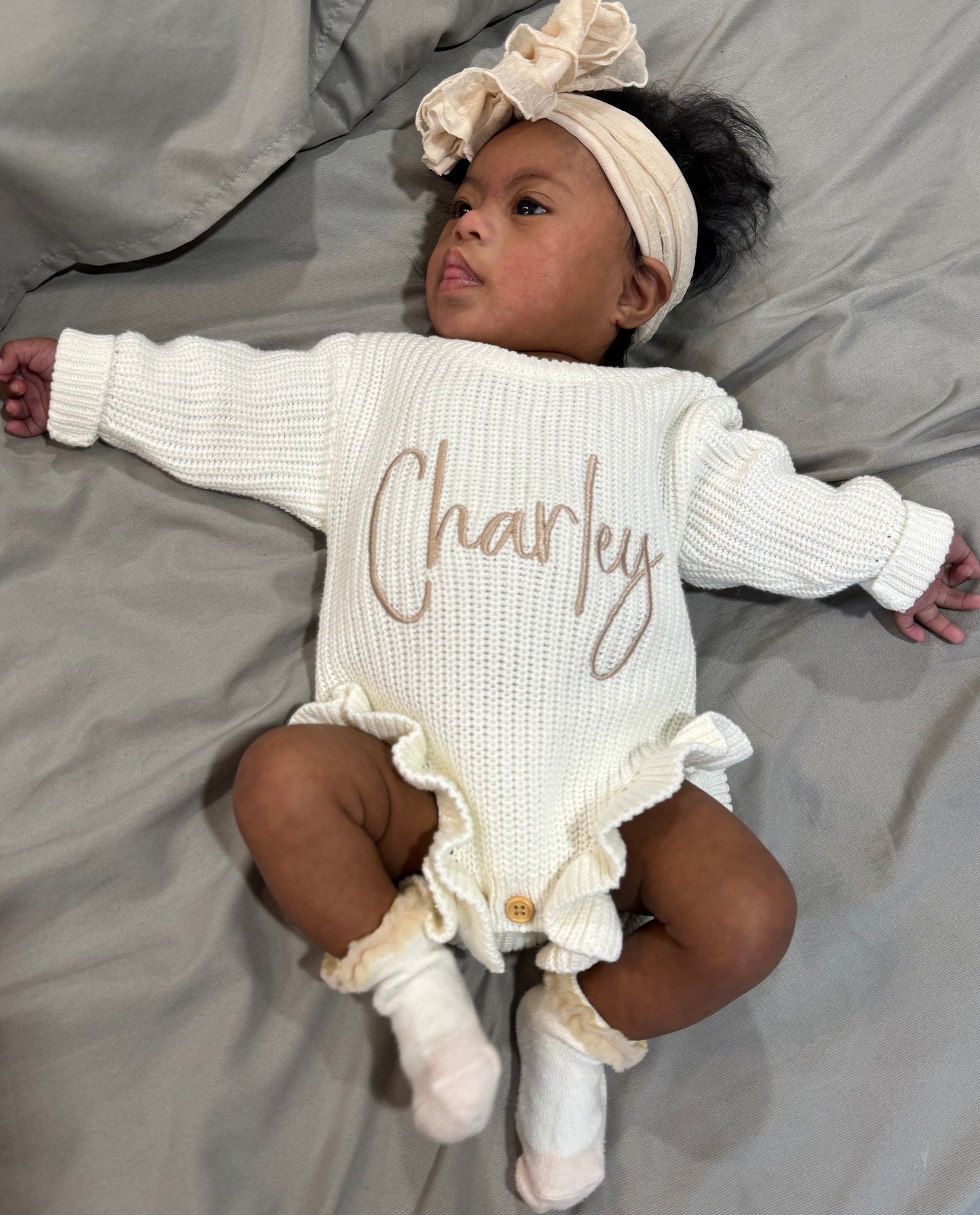 Long Sleeve Knit Ruffle Romper