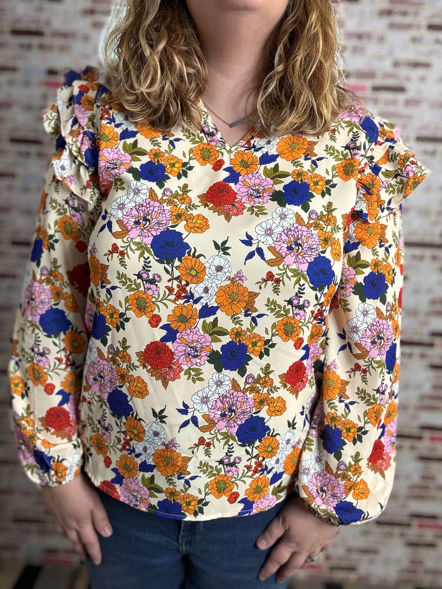 Cream Floral Blouse