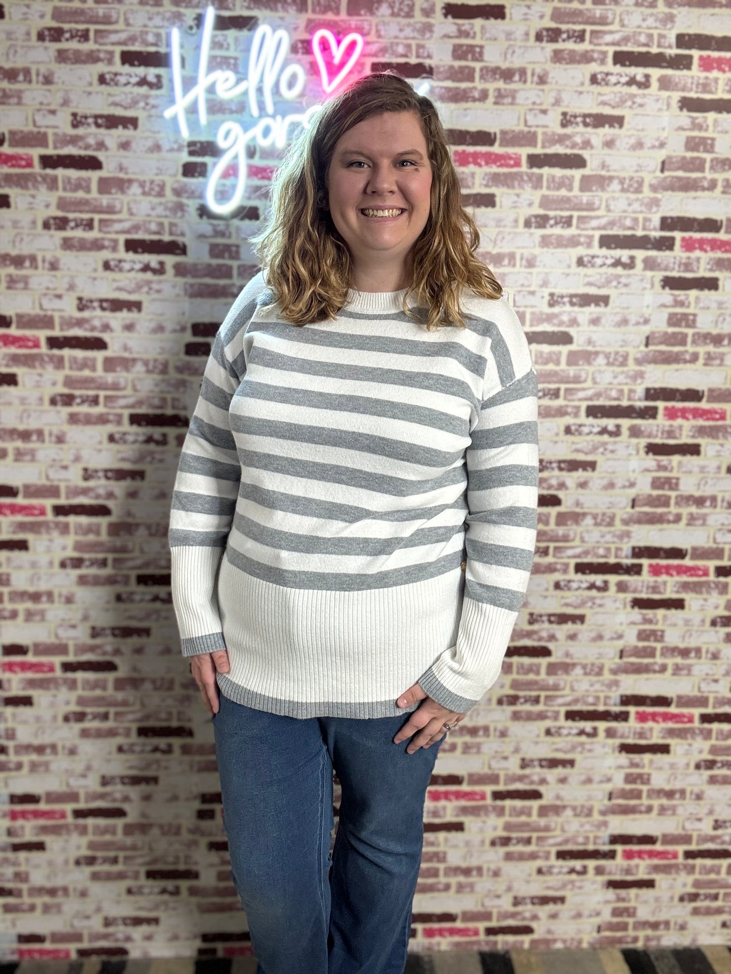 Gray Striped Sweater