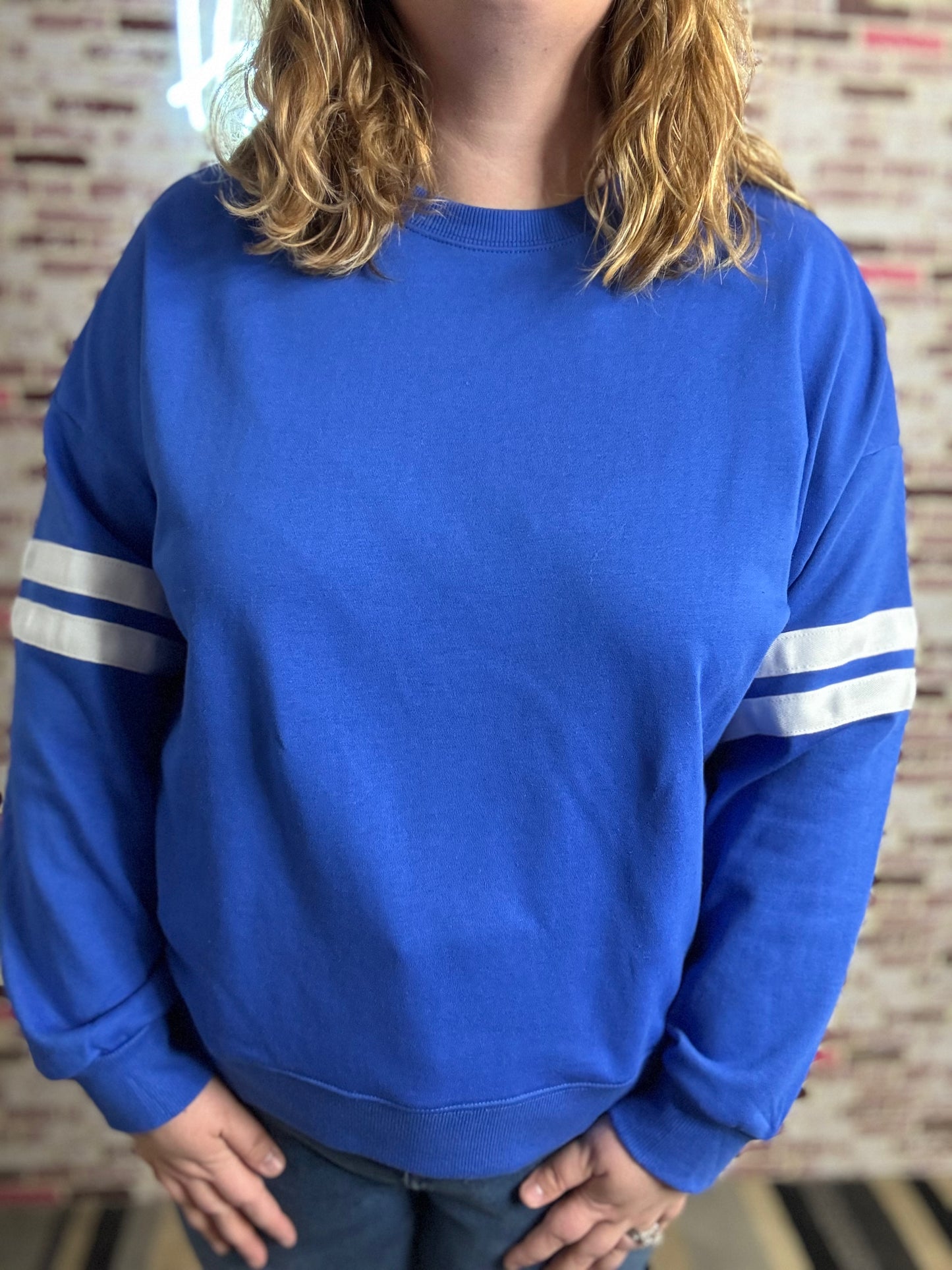 Blue Varsity Long Sleeve Tee