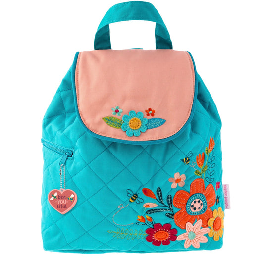 Turquoise Floral Quilted Backpack