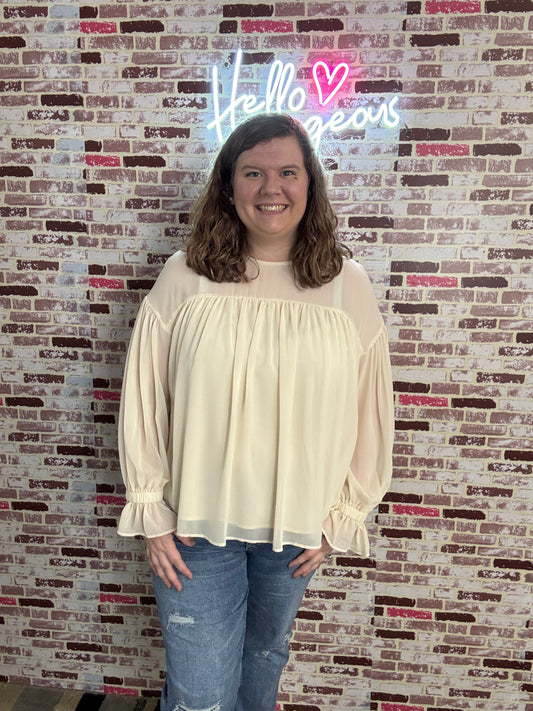 Cream Ruffle Blouse