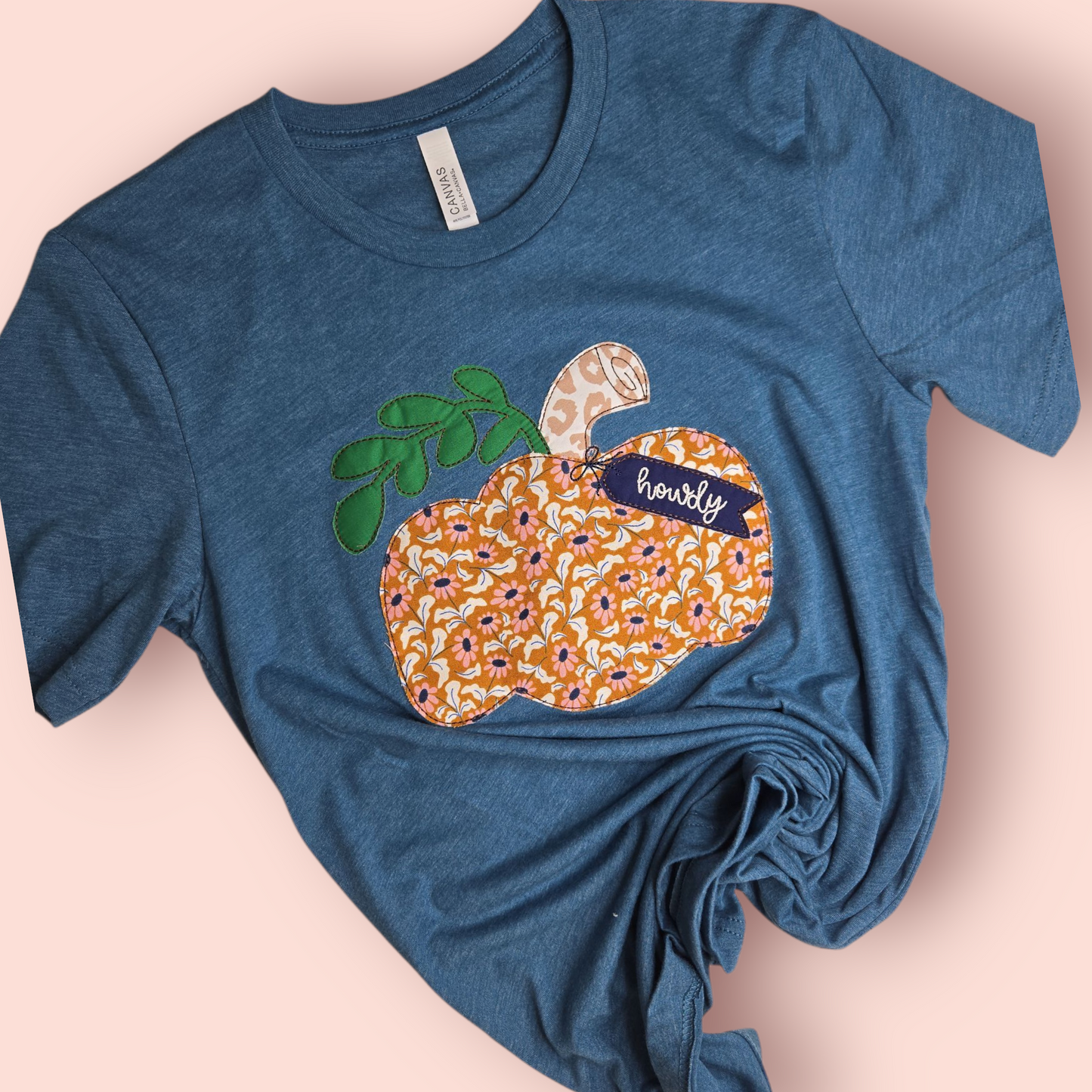 Teal floral howdy pumpkin tshirt