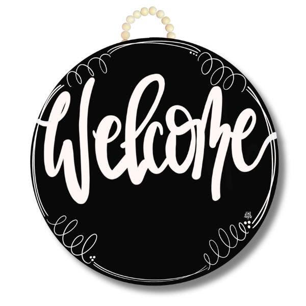 Black Circle "Welcome" Door Hanger