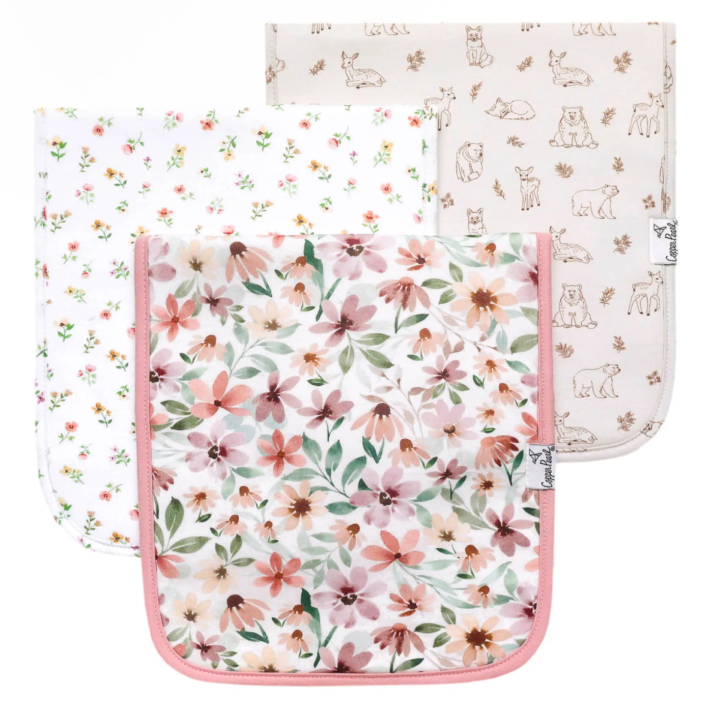 Natalie Set of Three Premium Burp Cloths