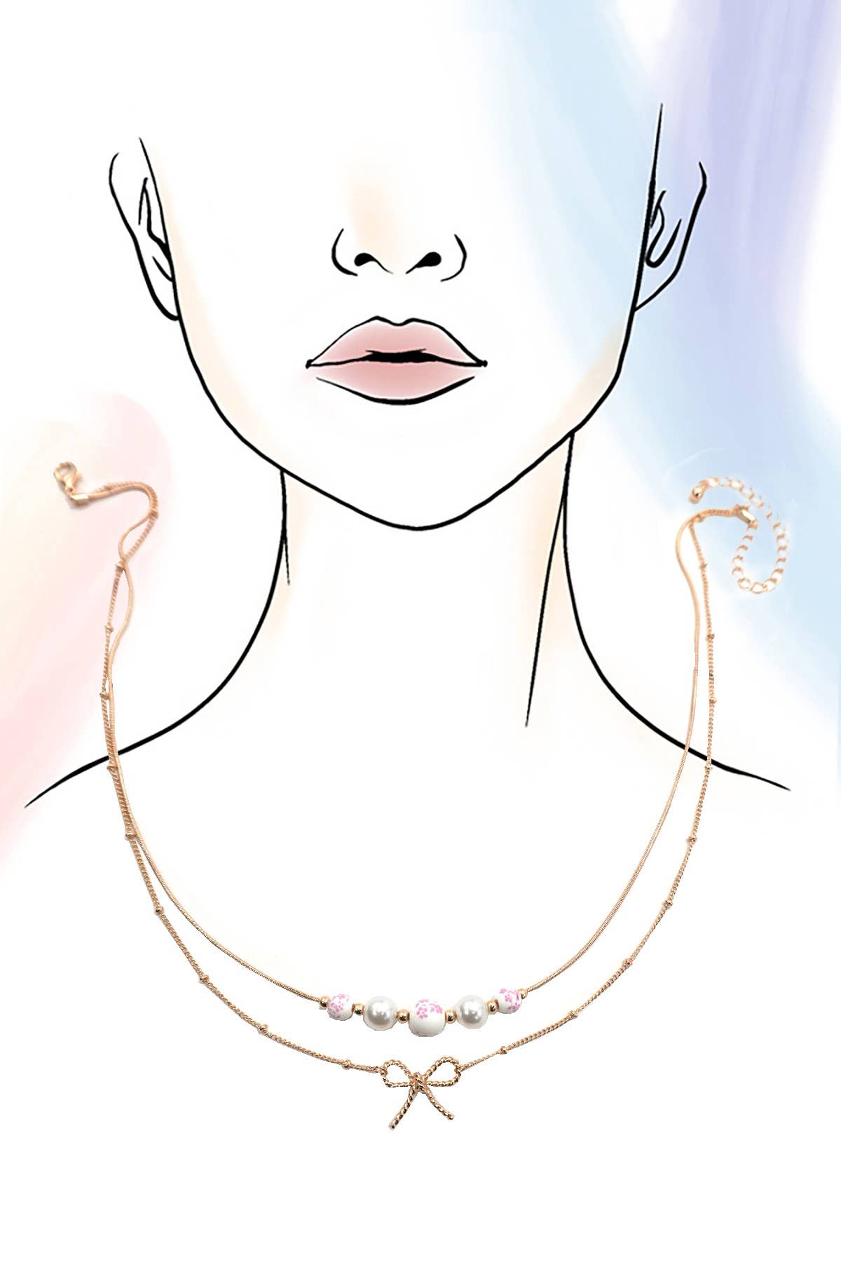 PINK CERAMIC PORCELAIN LAYER NECKLACE