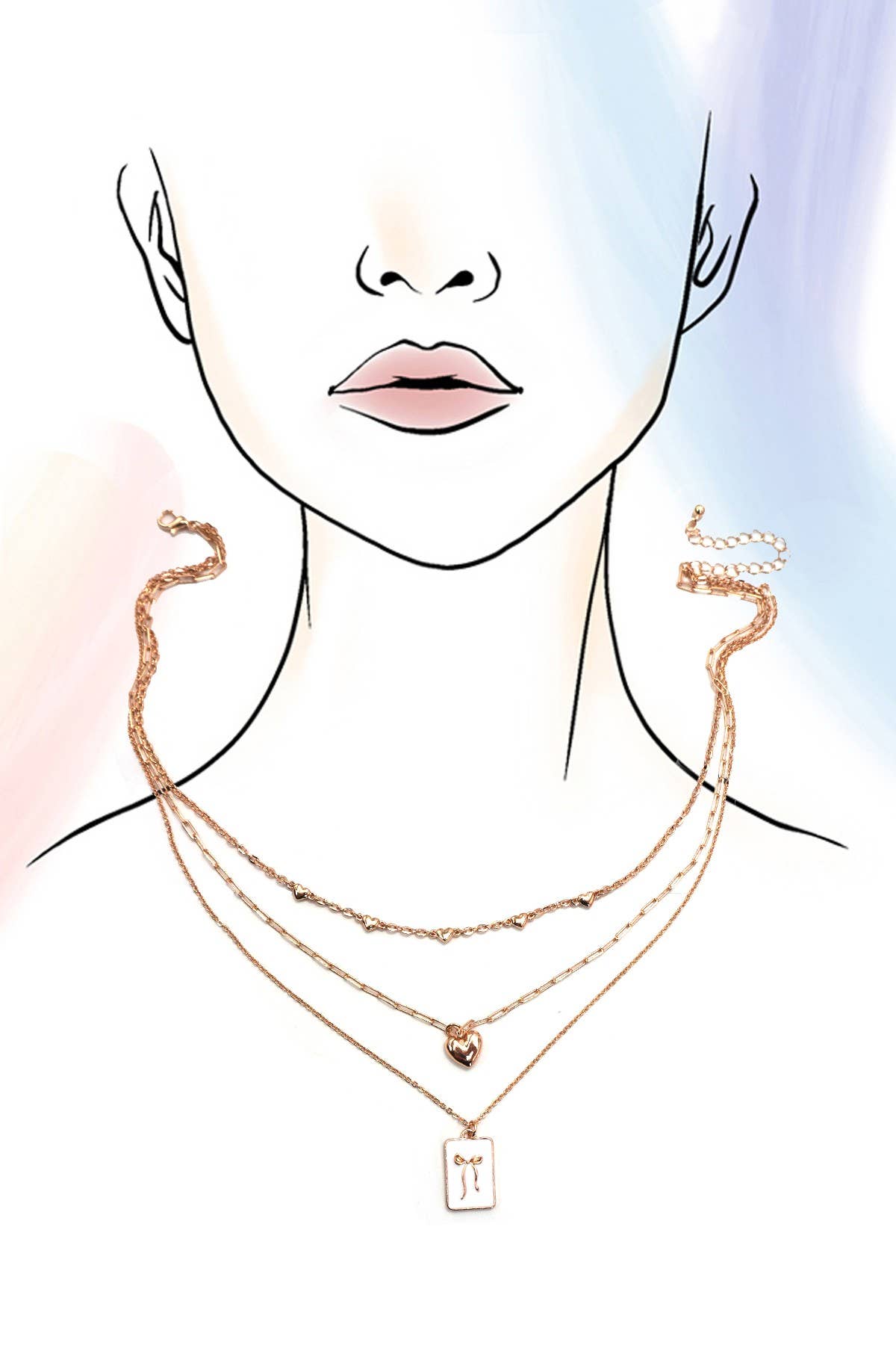 SQUARE BOW LAYERED NECKLACE