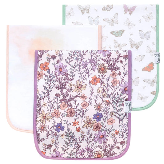 Flora Set of Three Premium Burp Cloths