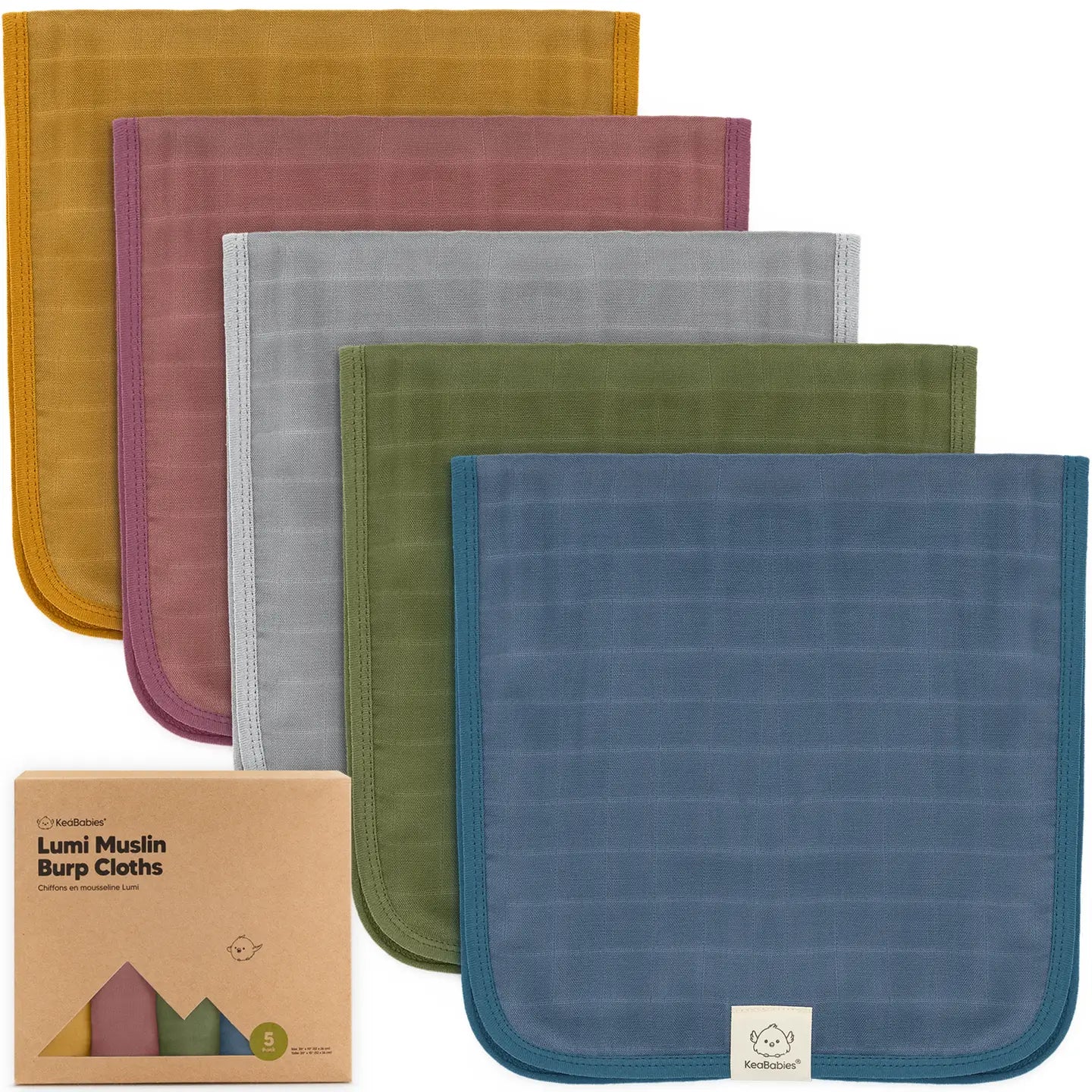 KeaBabies Lumi Muslin Burp cloths 5pc