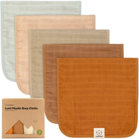 KeaBabies Lumi Muslin Burp cloths 5pc