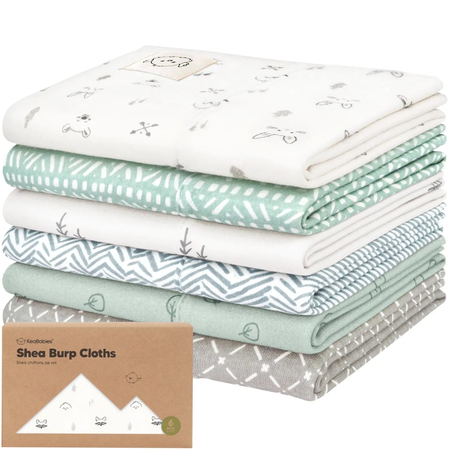 KeaBabies Shea Burp Cloths 6pc