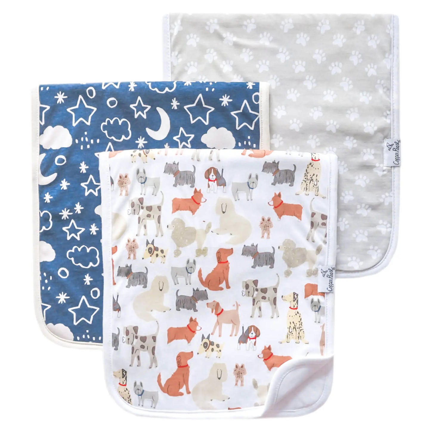 Rufus Set of Three Premium Burp Cloths