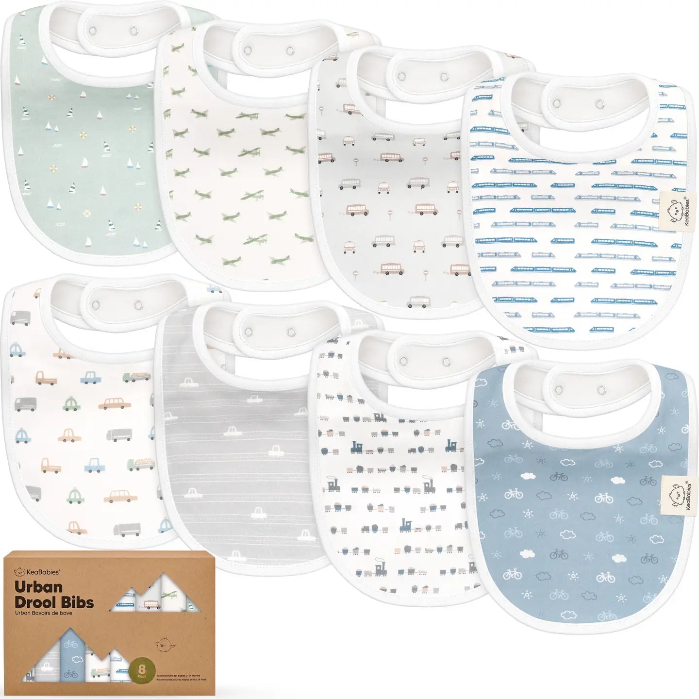 KeaBabies Urban Drool Bibs 8pc