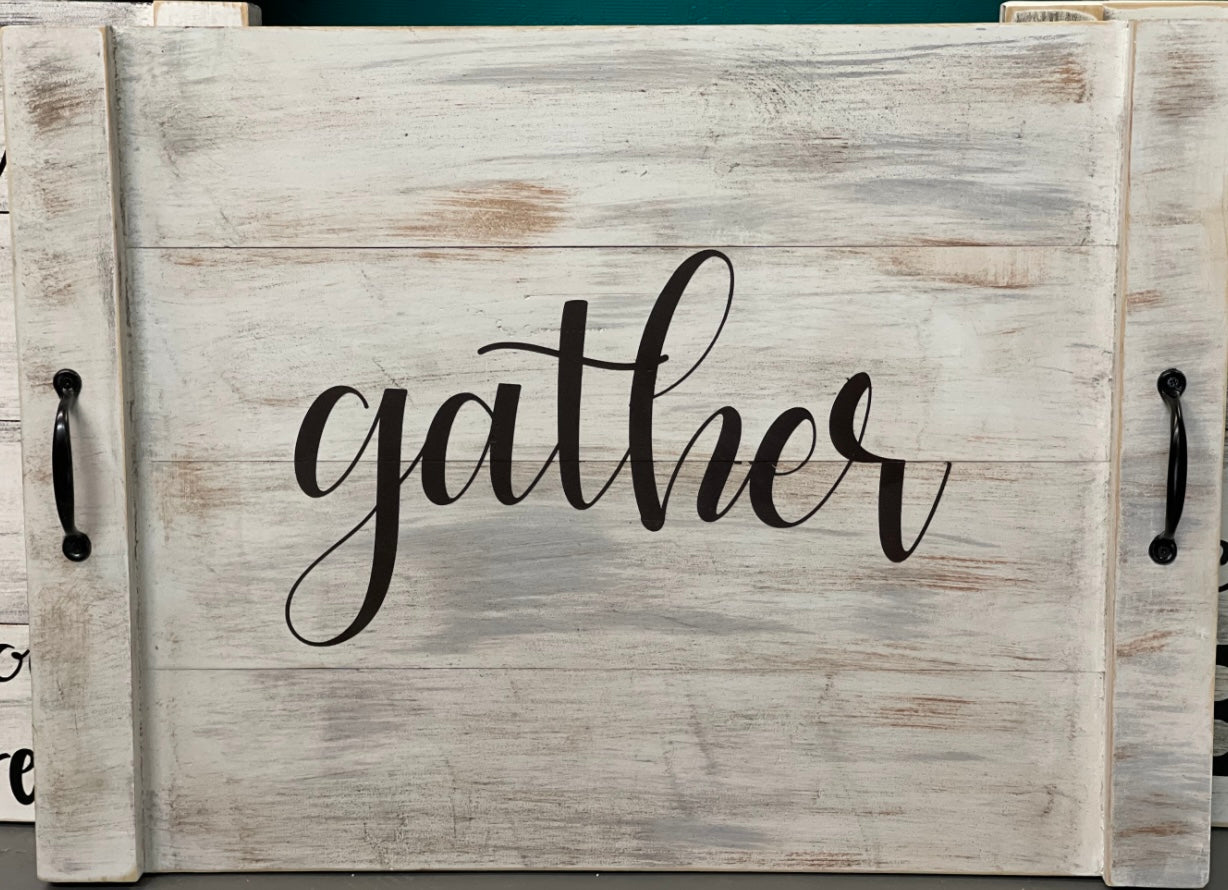 Gather White Distressed Farmhouse Stove Top Cover Noodle Board