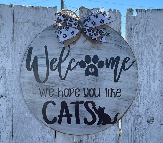 Welcome Hope you Like Cats Door Hanger