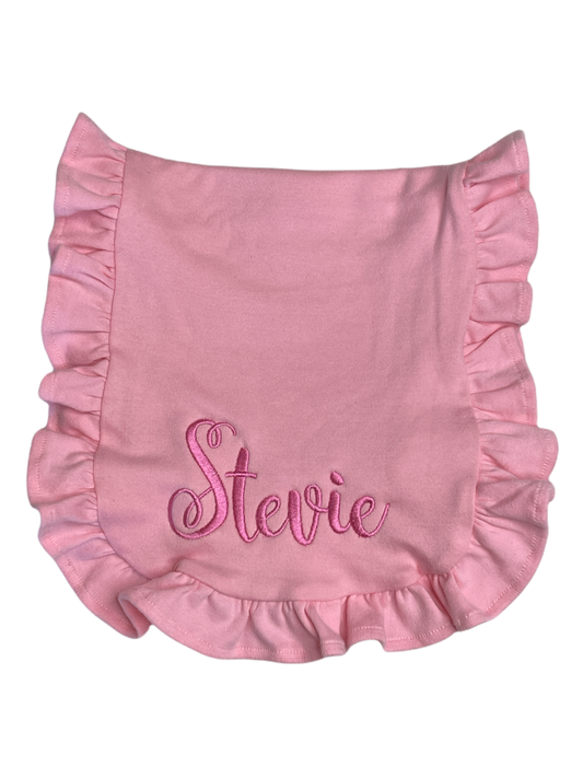 Monogrammed Ruffle Burp Cloth