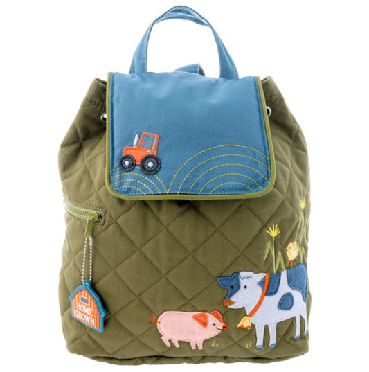 Green Farm Animal Quilted Backpack