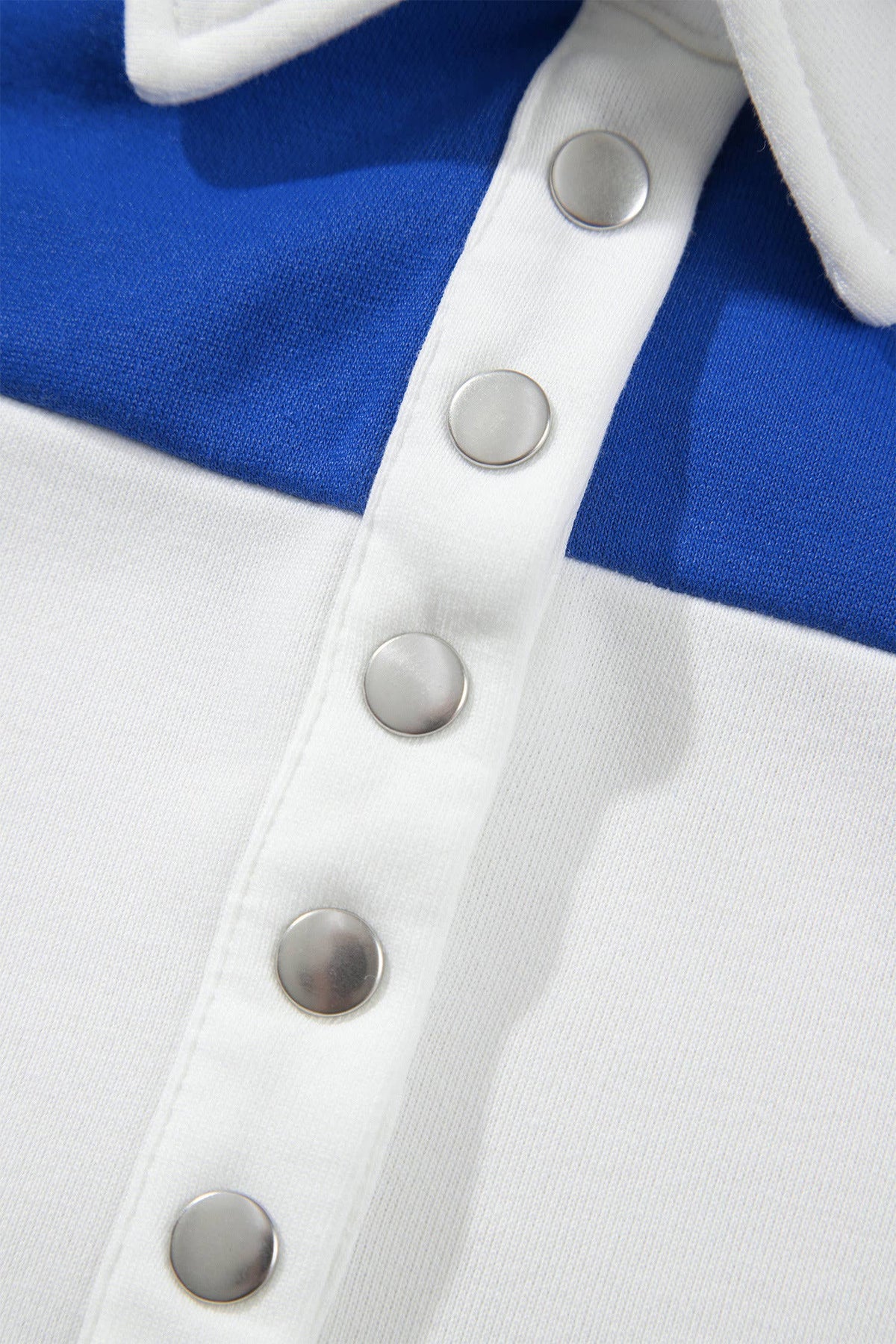 Blue & White Button Long Sleeve Sweatshirt