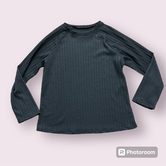 Textured Black Long Sleeve Shirt