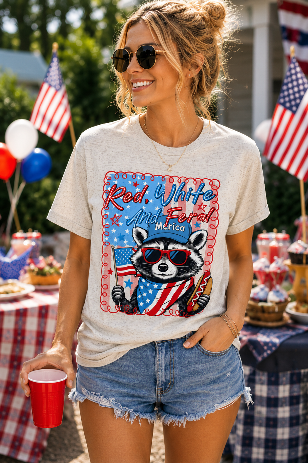 Red, White and Feral Graphic Tee