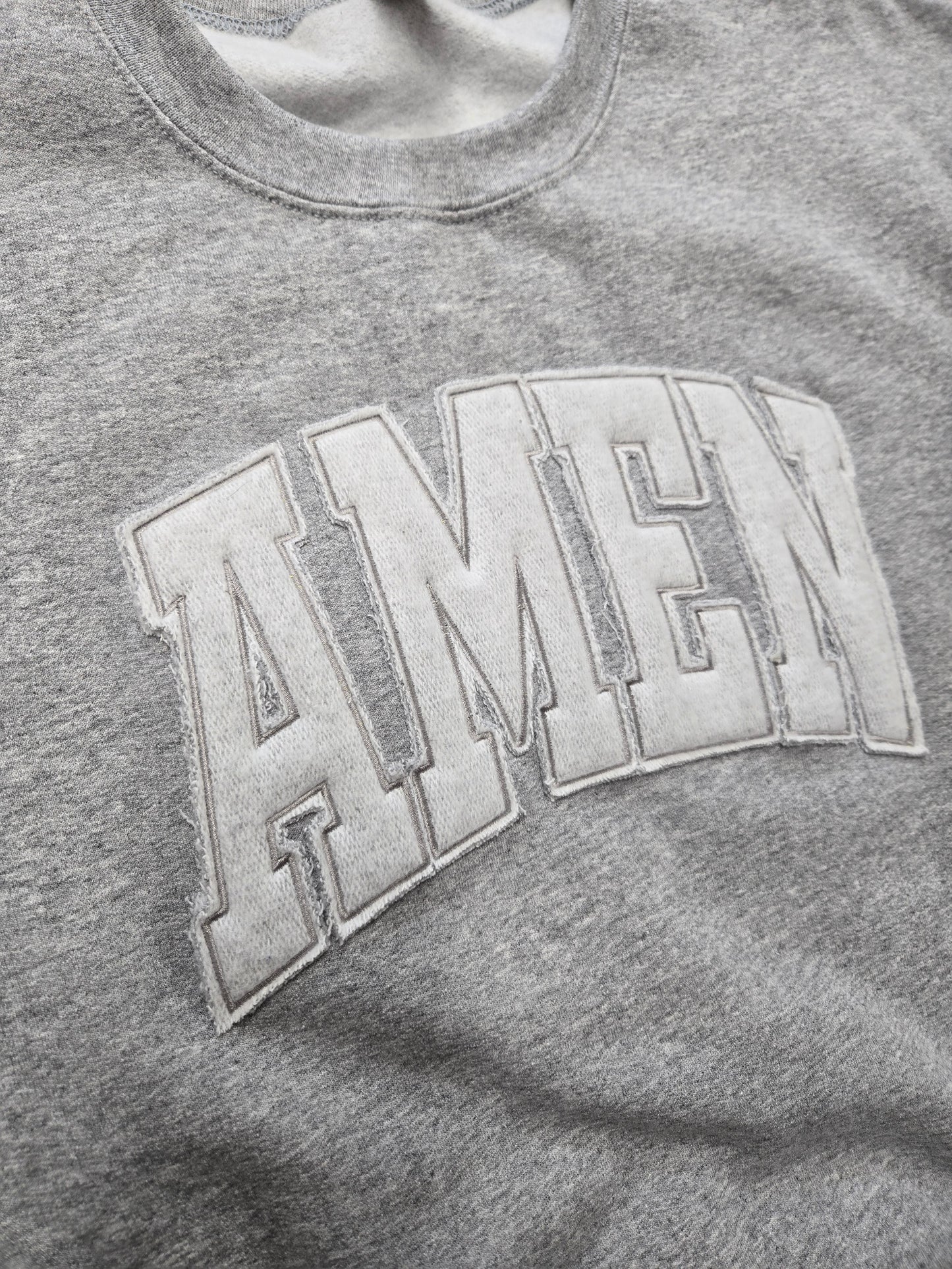AMEN tone on tone appliqued crewneck