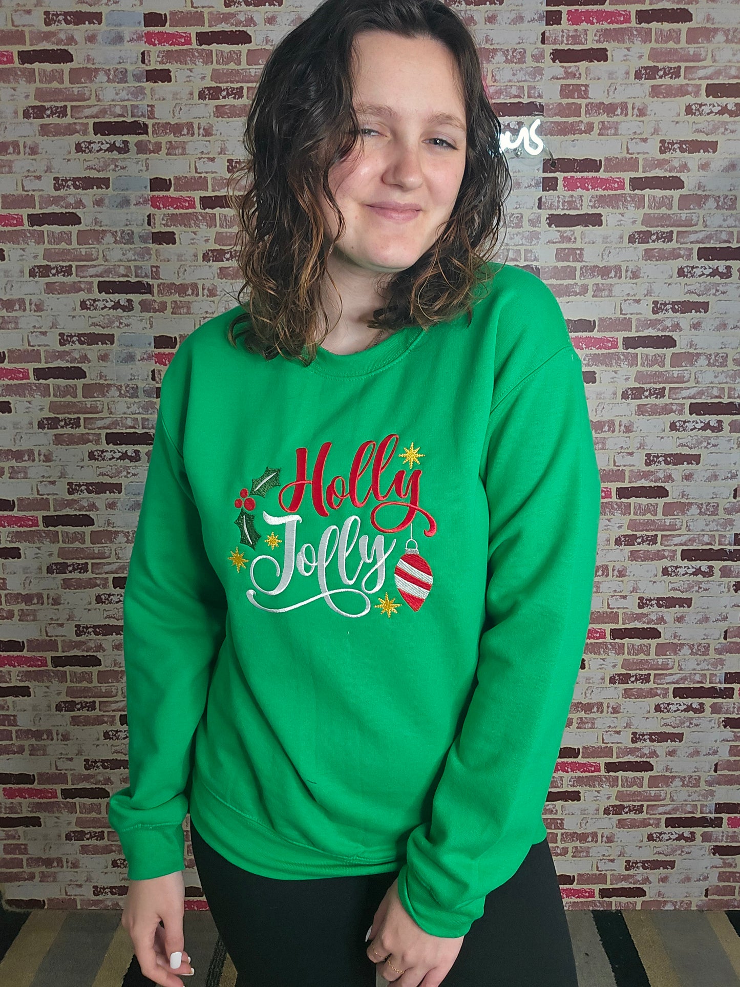 Green Holly Jolly Sweatshirt