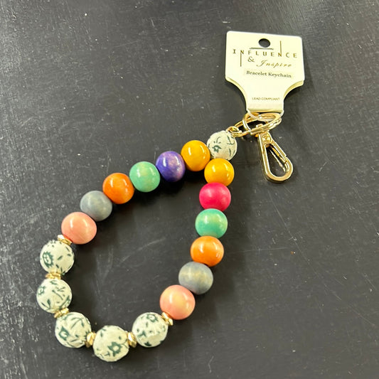 Wooden Bead Key Ring