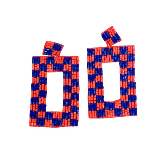 Checkered Orange/Blue Earrings