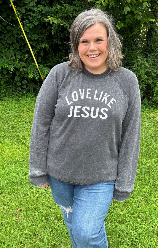 Love Like Jesus Acid Washed Crewneck