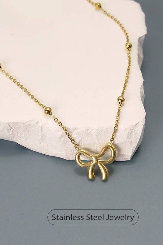 STAINLESS STEEL BOW NECKLACE