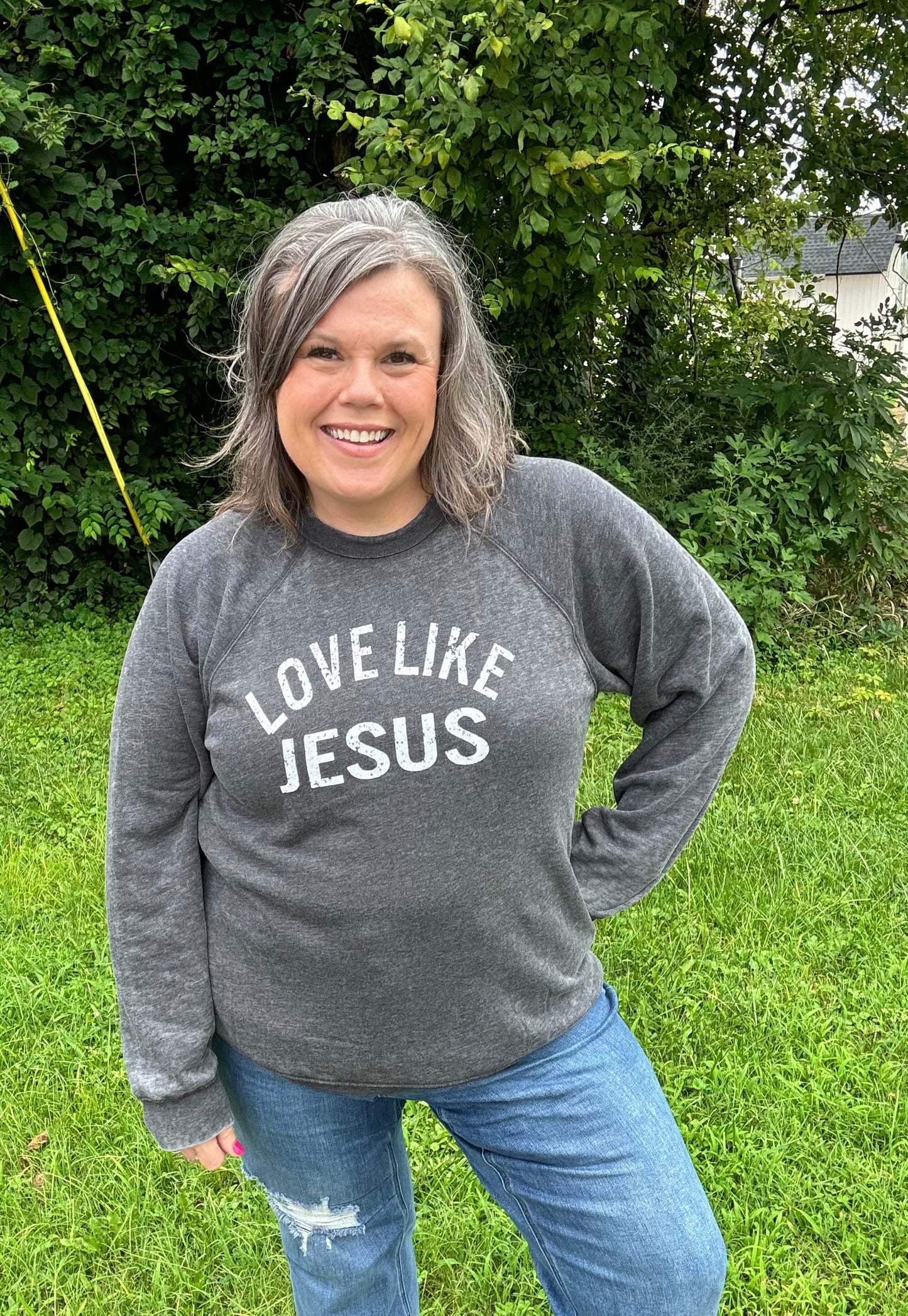 Love Like Jesus Acid Washed Crewneck