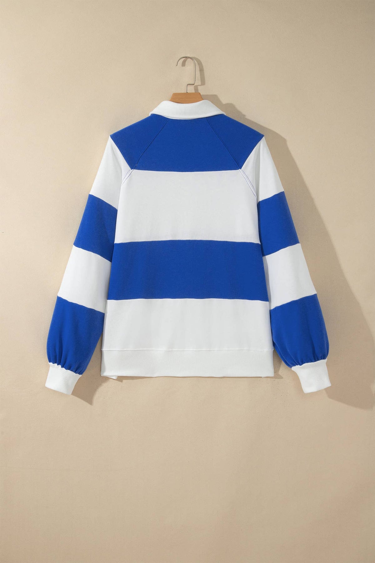 Blue & White Button Long Sleeve Sweatshirt