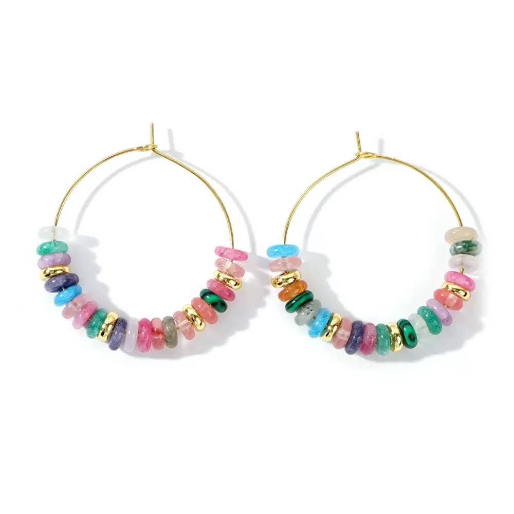 Stone Beaded Hoop Multicolor