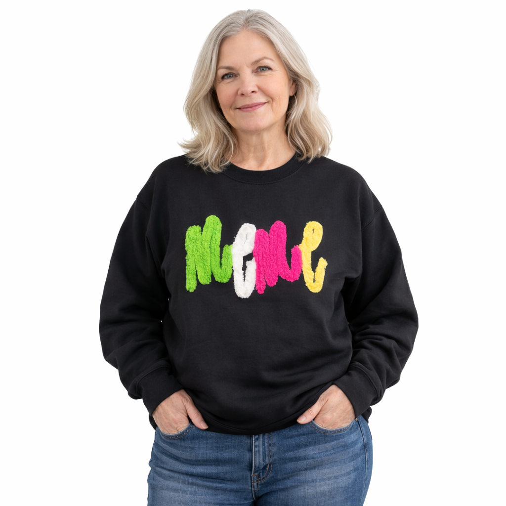 Personalized Chunky Fuzzy Name Crewneck Sweatshirt | Custom Chenille Letter Name Pullover | Cozy Embroidered Gift