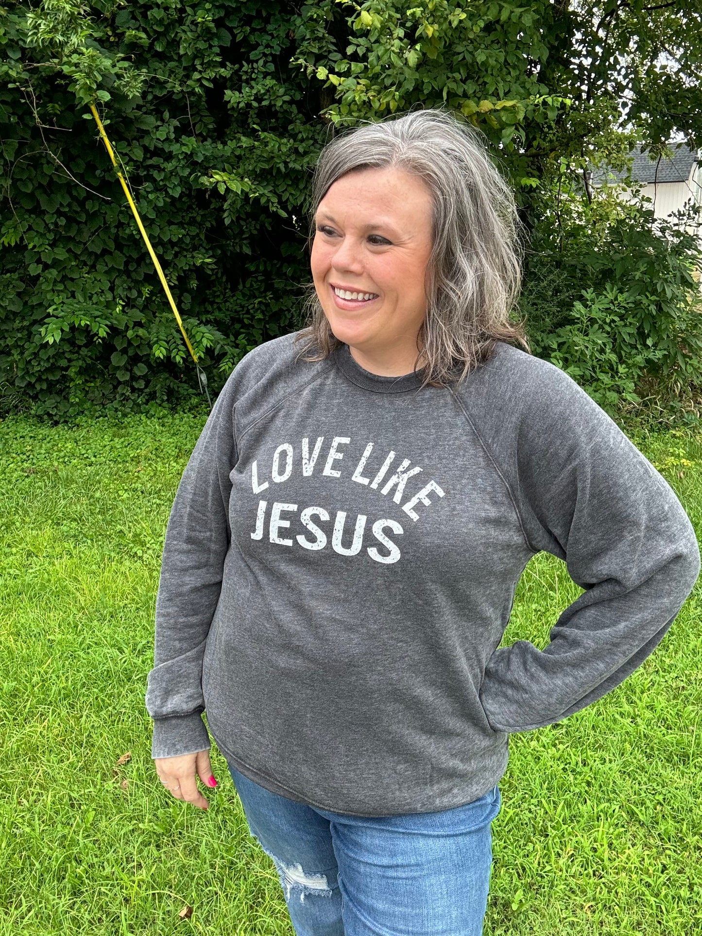 Love Like Jesus Acid Washed Crewneck