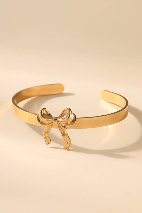STAINLESS STEEL BOW CUFF BRACELET